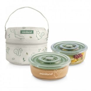 set 2 recipiente din sticla 300 ml cu gentuta chip miniland
