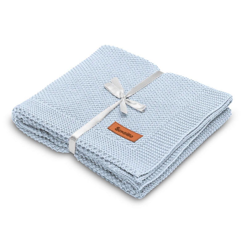 Paturica de bumbac tricotata Sensillo 100x80 cm bleu 1