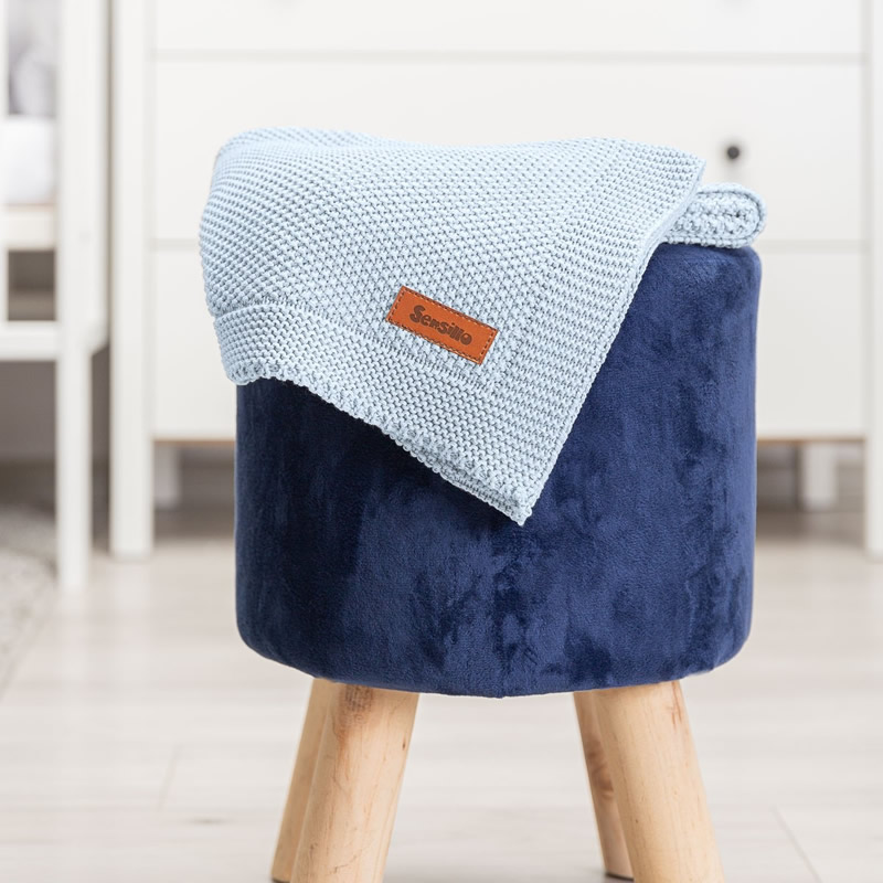 Paturica de bumbac tricotata Sensillo 100x80 cm bleu 4