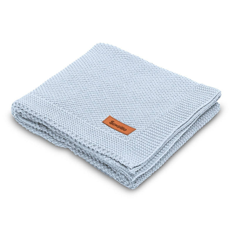 Paturica de bumbac tricotata Sensillo 100x80 cm bleu