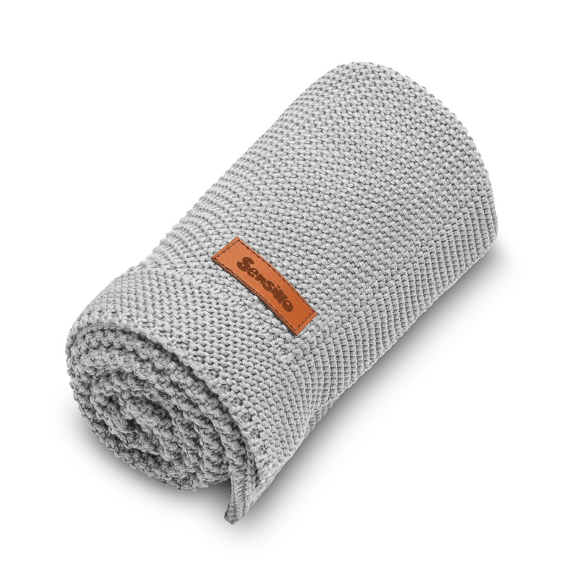 Paturica de bumbac tricotata Sensillo 100x80 cm gri 2 Paturica de bumbac tricotata Sensillo 100x80 cm gri 2