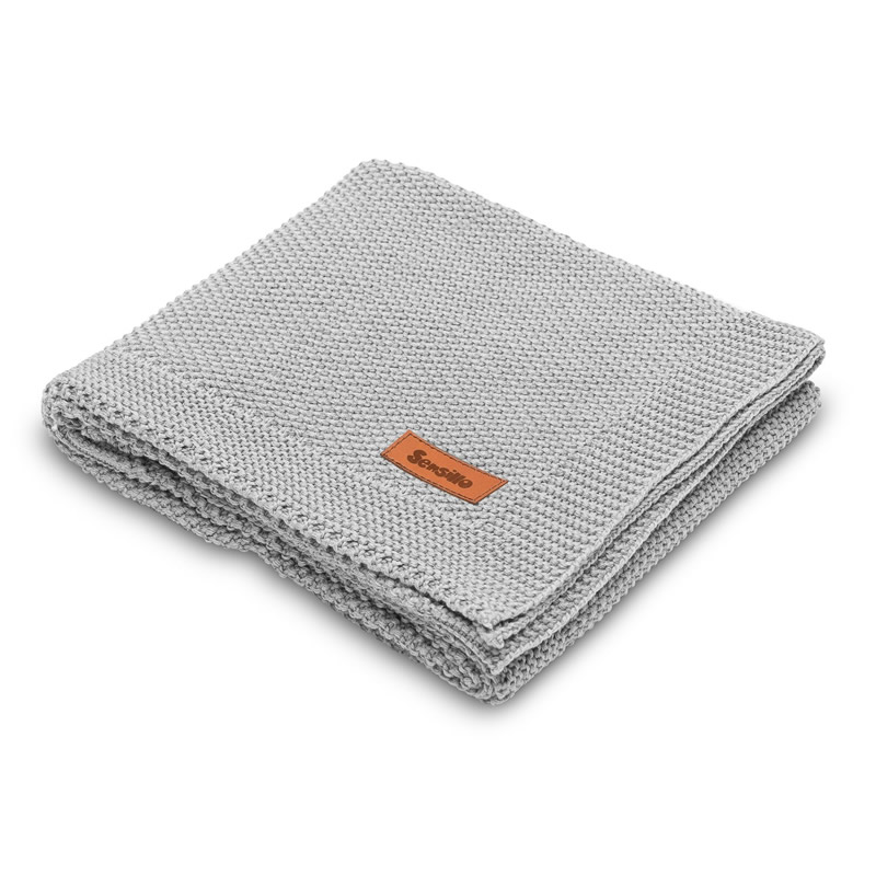 Paturica de bumbac tricotata Sensillo 100x80 cm gri Paturica de bumbac tricotata Sensillo 100x80 cm gri
