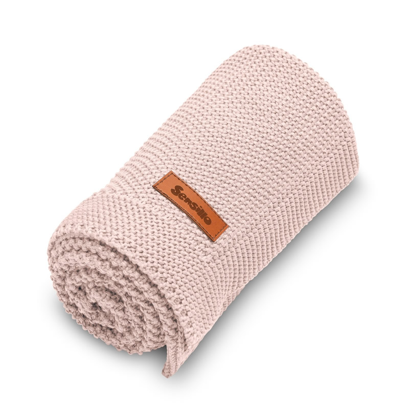 Paturica de bumbac tricotata Sensillo 100x80 cm roz 2