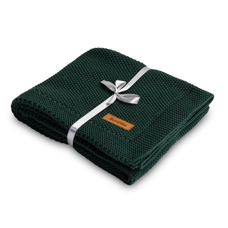 Paturica de bumbac tricotata Sensillo 100x80 cm dark green