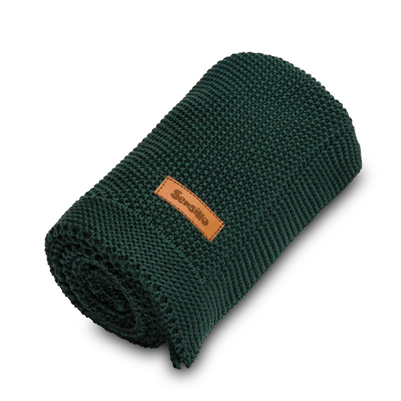 Paturica de bumbac tricotata Sensillo 100x80 cm verde inchis 2
