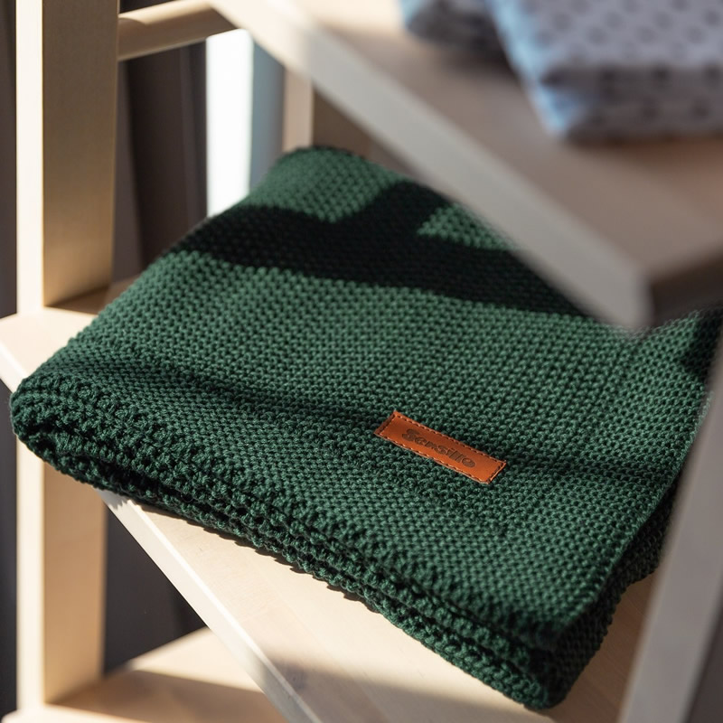 Paturica de bumbac tricotata Sensillo 100x80 cm verde inchis 4