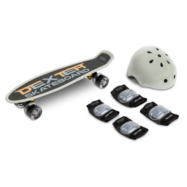 Skateboard cu casca si cotiere si genunchiere Toyz DEXTER gri
