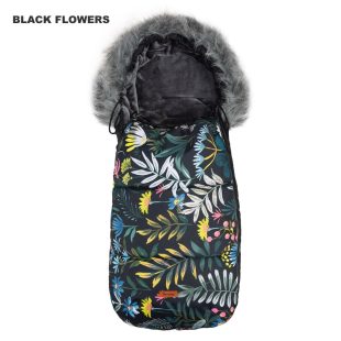 Sac de iarna Sensillo OLAF Fleece 100x45 cm Black - Flowers