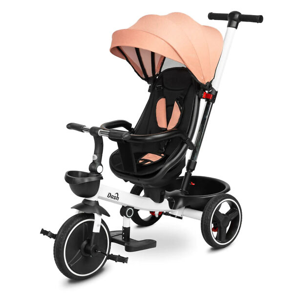 Tricicleta cu maner parental si scaun reversibil Toyz DASH roz 4