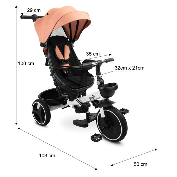 Tricicleta cu maner parental si scaun reversibil Toyz DASH z